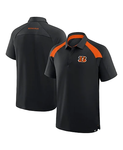 Fanatics Men's Black Cincinnati Bengals Back Around Raglan Polo Shirt