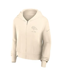 Nike Women's Cream Denver Broncos Glory Cropped Full-Zip Hoodie