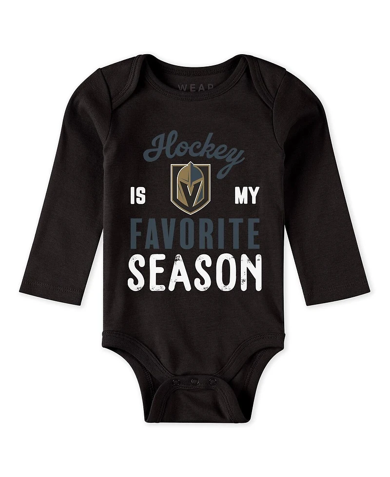 Wear by Erin Andrews Baby Boys and Girls 3-Piece Vegas Golden Knights Turn Me Around Bodysuits Pants Set