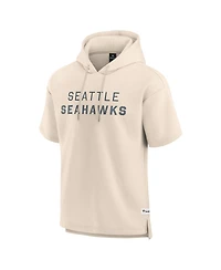 Fanatics Men's Cream Seattle Seahawks Elements Future Ground Lettering Short Sleeve Pullover Hoodie