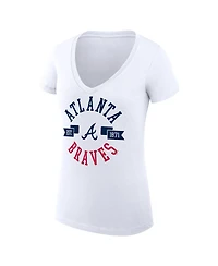 G-iii 4Her by Carl Banks Women's White Atlanta Braves City Graphic V-Neck Fitted T-Shirt