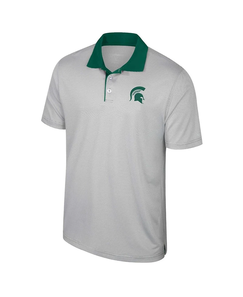 Colosseum Men's Gray Michigan State Spartans Big Tall Tuck Striped Polo Shirt