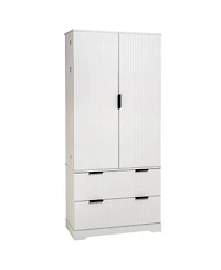 Streamdale Furniture 72" Fluted Pantry Cabinet w/ Drawers & Spice Rack - White