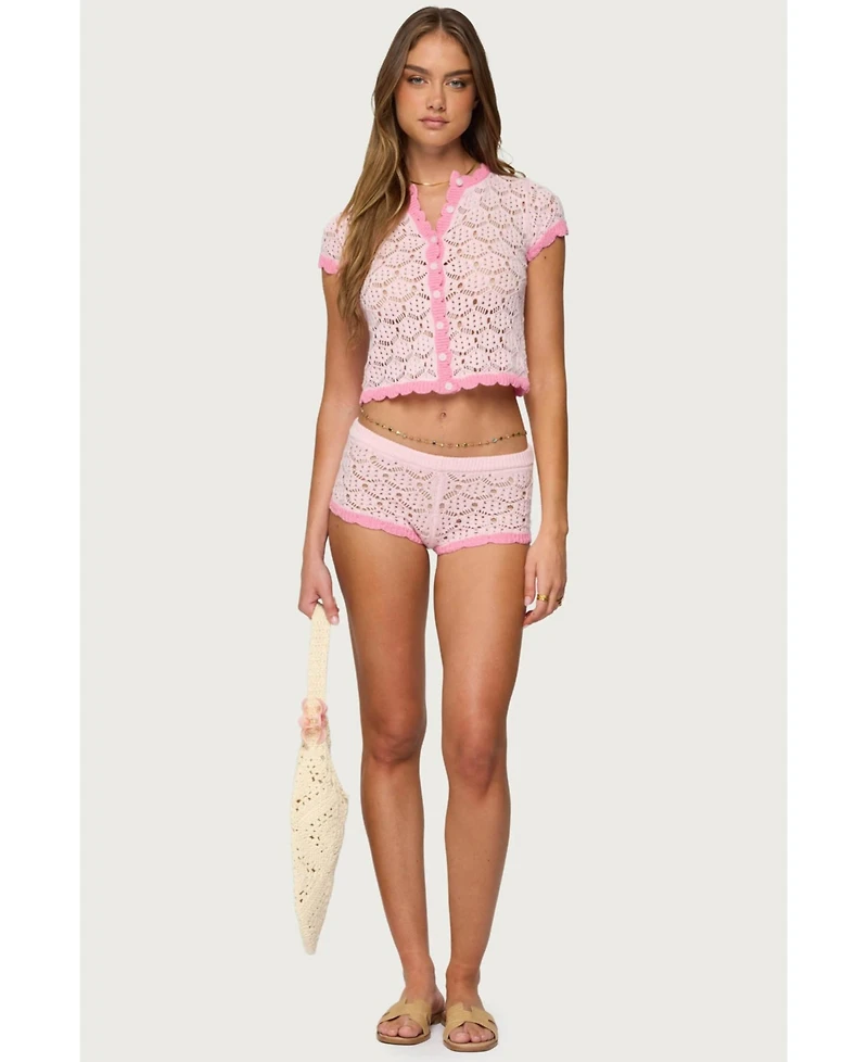 Edikted Women's Elisa Open Knit Shorts