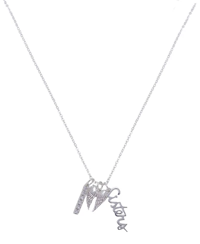 Unwritten Cubic Zirconia Sisters and Angel Wing Short Pendant Charm Necklace