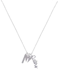 Unwritten Cubic Zirconia Sisters and Angel Wing Short Pendant Charm Necklace