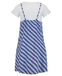 Tommy Hilfiger Big Girls 2-Piece Crewneck T-Shirt and Varsity Stripe Dress Set