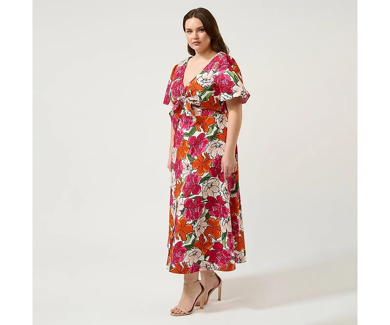 Estelle Plus Size Poseidon Ruffle Midi Dress