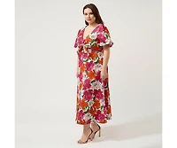 Estelle Plus Size Poseidon Ruffle Midi Dress