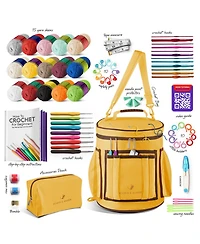 Hearth & Harbor Crochet Starter Kit for Beginners Adults Kids with Video Tutorials - Amigurumi Crocheting Yarn Bag