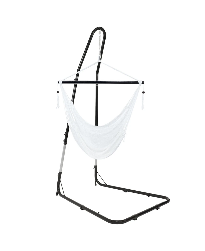 Sunnydaze Decor Caribbean Style Extra Large Hanging Rope Hammock Chair Swing with Stand - 300 lb Weight Capacity