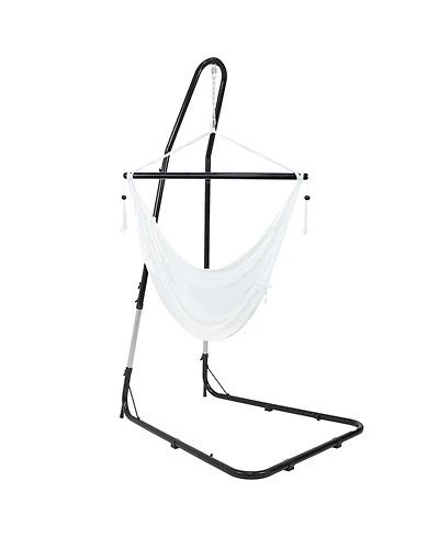 Sunnydaze Decor Caribbean Style Extra Large Hanging Rope Hammock Chair Swing with Stand - 300 lb Weight Capacity