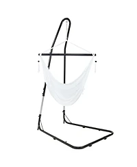 Sunnydaze Decor Caribbean Style Extra Large Hanging Rope Hammock Chair Swing with Stand - 300 lb Weight Capacity