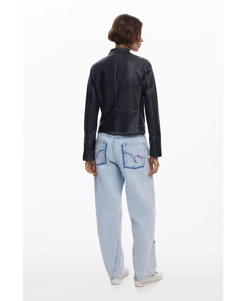 Desigual Women's Jacket with worn leather effect