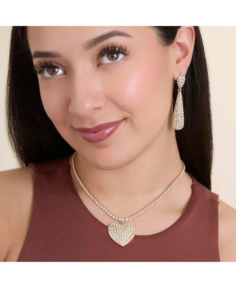 Jessica Simpson Gold-Tone Heart Pendant Link Chain Necklace