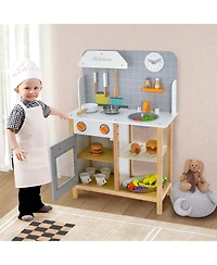 Wooden Toddler Pretend Kitchen Set with Cookware Accessories for Boys and Girls