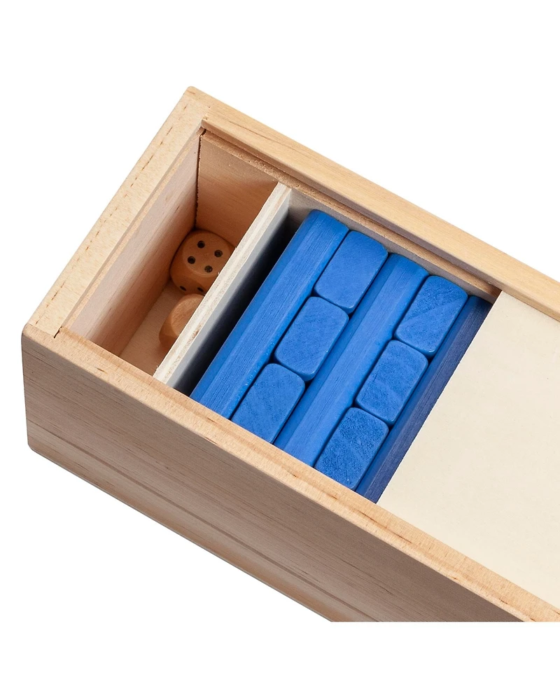 We Games Walnut Stain Wood Blocks Tower Game with Wooden Box, 12 in.