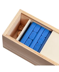 We Games Walnut Stain Wood Blocks Tower Game with Wooden Box, 12 in.