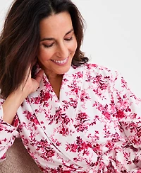 Charter Club Women's Belted Floral Flannel Robe Sleepwear