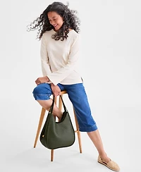 Style & Co Women's Cotton Sequined-Trim Long-Sleeve Top, Macy's Exclusive