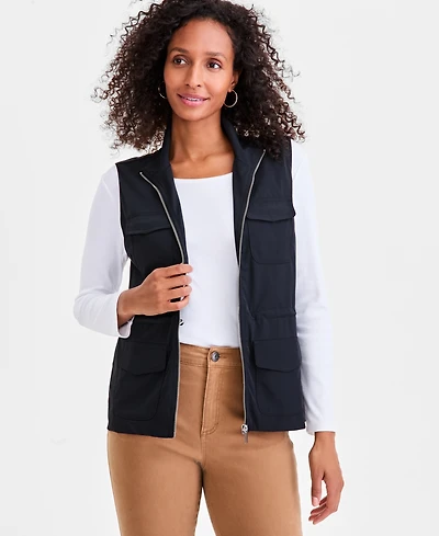 Style & Co Women's Zip-Front Tech Cargo Vest, Macy's Exclusive