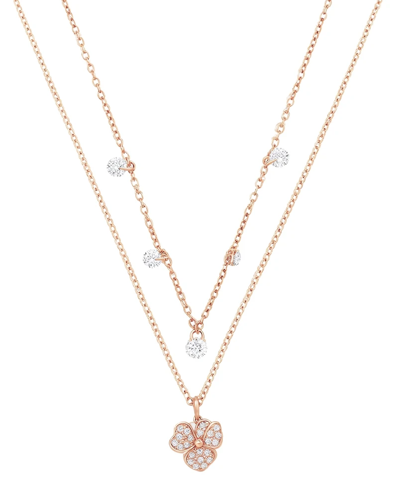 Unwritten Cubic Zirconia Flower Duo Necklace Set