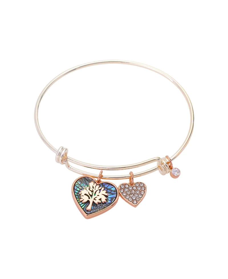 Unwritten Cubic Zirconia Family Tree Charm Bangle Bracelet