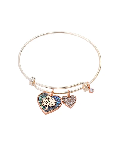 Unwritten Cubic Zirconia Family Tree Charm Bangle Bracelet