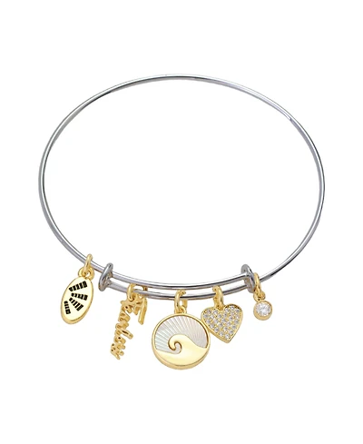 Unwritten Cubic Zirconia Fearless Charm Bangle Bracelet