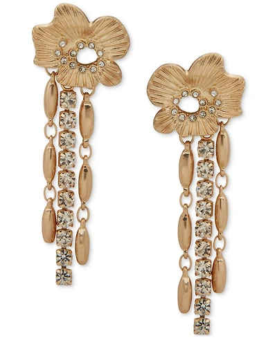 lonna & lilly Flower Stone Chain Linear Earrings