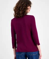 Style & Co Women's Pima Cotton 3/4-Sleeve Boat-Neck Top, Created for Macy's