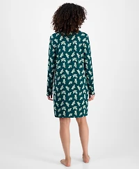 Charter Club Women's Jersey Printed Long Sleeve Sleepshirt