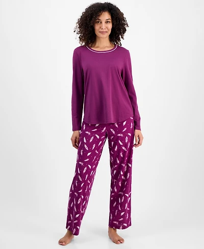 Charter Club Women's Long-Sleeve Jersey Pajama Set