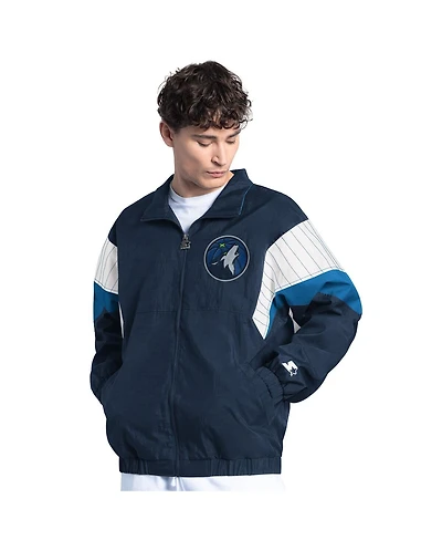 Starter Men's Navy Minnesota Timberwolves Yard Line Full-Zip Jacket
