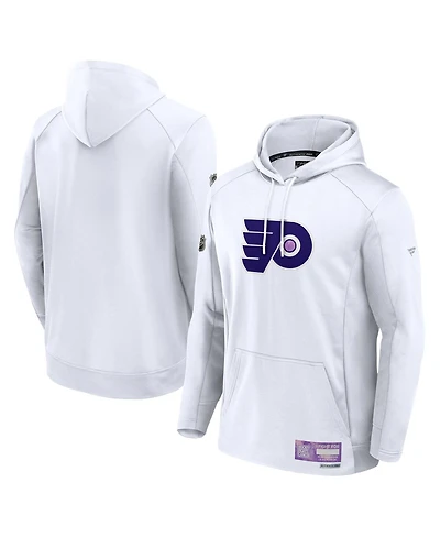 Fanatics Men's White Philadelphia Flyers Authentic Pro Hockey Fights Cancer Pullover Hoodie