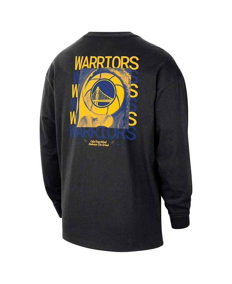 Nike Men's Black Golden State Warriors Courtside Oversized Long Sleeve T-Shirt