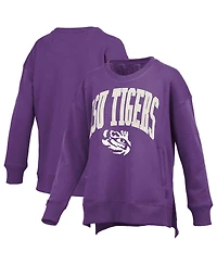 Pressbox Women's Purple Lsu Tigers Pocketed Arch Pullover Sweatshirt