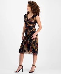 Connected Petite Printed V-Neck Sleeveless Dress