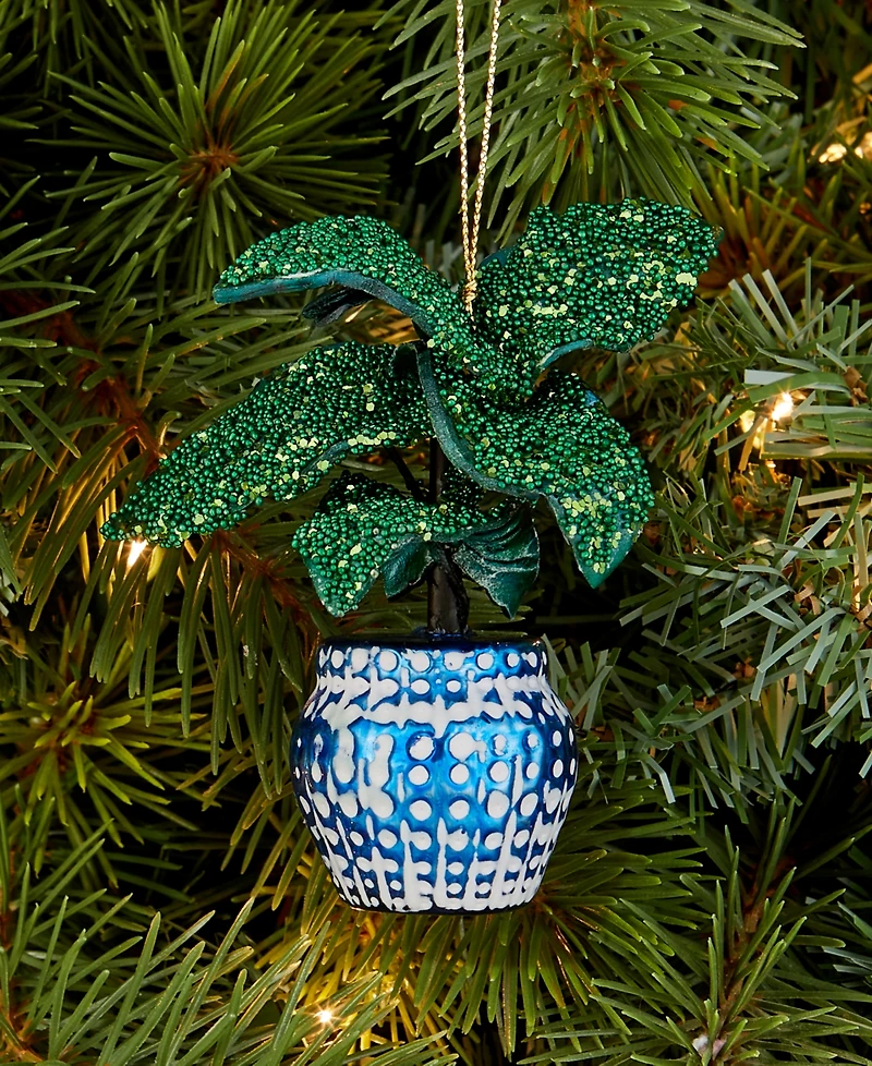 Holiday Lane Eclectic Charm Glass Potted House Plant Ornament, Macy's Exclusive