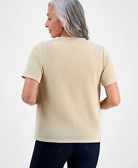 Style & Co Petite Short-Sleeve Crewneck Cardigan, Macy's Exclusive