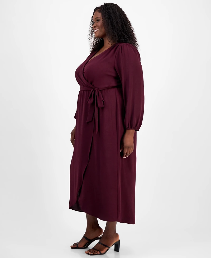 Connected Plus Tie-Front Wrap Maxi Dress