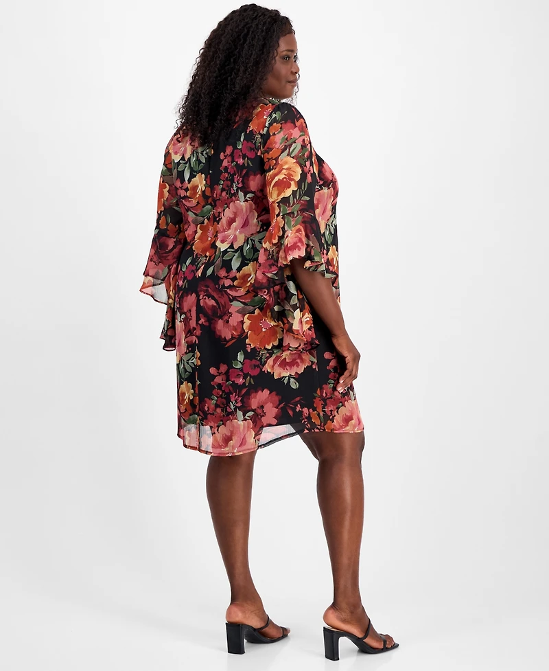 Connected Plus Printed Round-Neck Sheath Dress