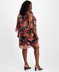 Connected Plus Printed Round-Neck Sheath Dress