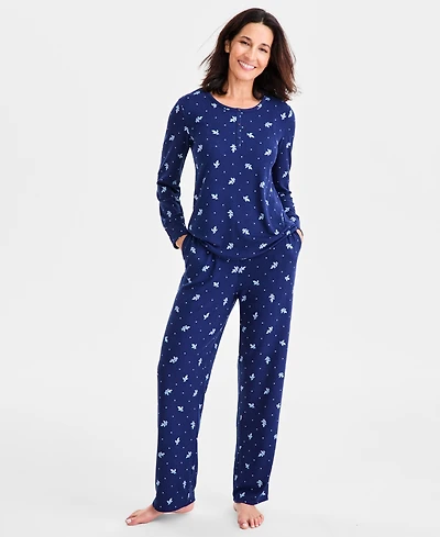 Charter Club Women's 2-Pc. Printed Long-Sleeve Packaged Pajamas Set, Created for Macy's