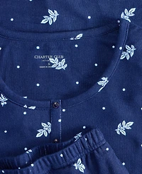 Charter Club Plus Size Long-Sleeve Henley Knit Pajama Set