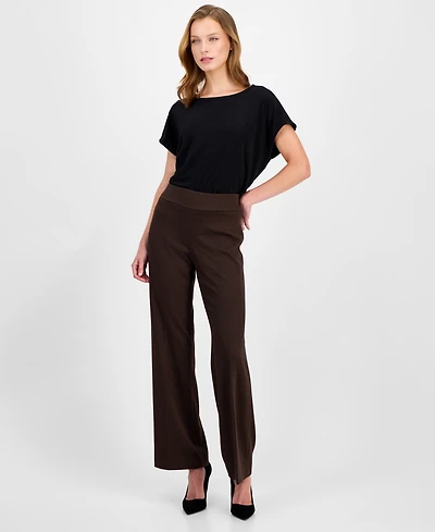 Anne Klein Women's High-Rise Wide-Leg Pull-On Pants