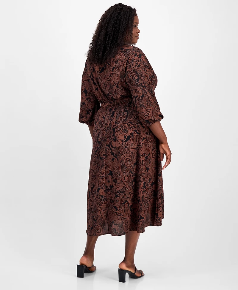 Robbie Bee Plus Paisley-Print Shirtdress