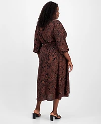 Robbie Bee Plus Paisley-Print Shirtdress
