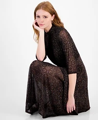 Robbie Bee Petite Mock Neck Printed Midi Dress