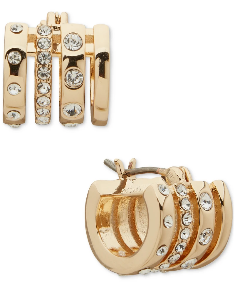 Karl Lagerfeld Paris Extra-Small Pave Multi-Row Hoop Earrings, 0.3"